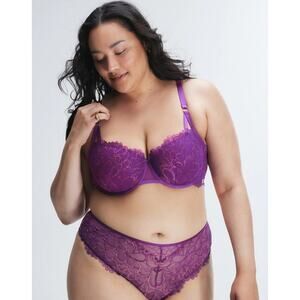 Savage X Fenty 40DD Lace Balconette Bra Purple Lightly Lined Underwire Lingerie